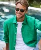 Pure French Linen Long Sleeve Shirt - Emerald sold by GAZMAN