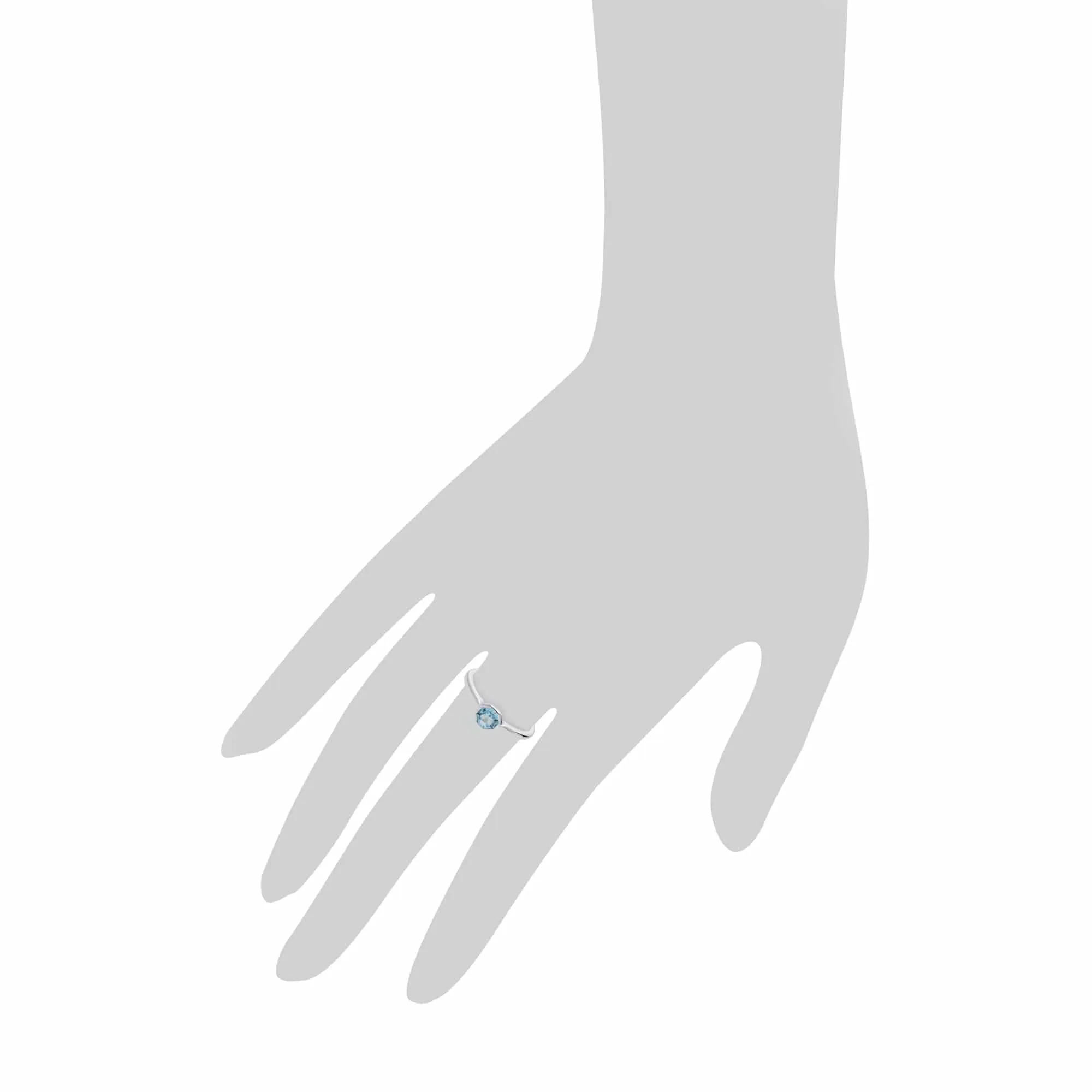 Geometric Hexagon Blue Topaz Bezel Set Ring in 925 Sterling Silver sold by Gemondo Jewellery product image thumbnail 3