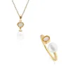 Modern Pearl & Opal Pendant & Ring Set in Gold Plated  Silver sold by Gemondo Jewellery