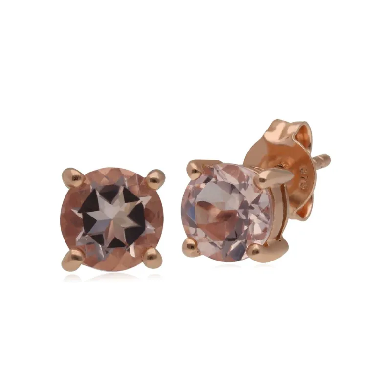 Kosmos Morganite Stud Earrings in Rose Gold Plated Sterling Silver sold by Gemondo Jewellery