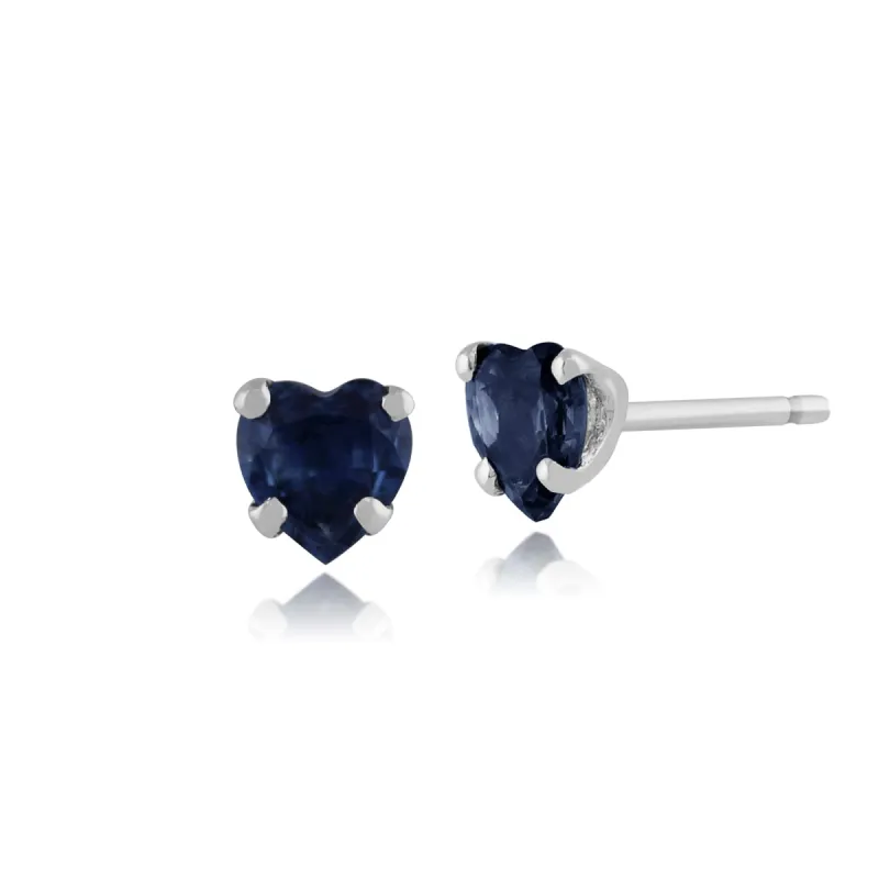 Classic Heart Light Blue Sapphire Stud Earrings in 9ct White Gold 4mm sold by Gemondo Jewellery