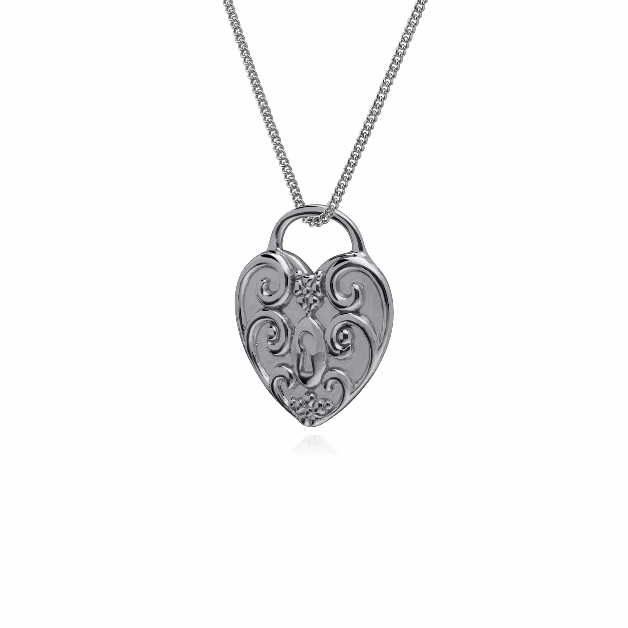 Gemondo Sterling Silver Swirl Heart Lock Charm Pendant on 45m Chain sold by Gemondo Jewellery product image thumbnail 2