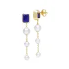 ECFEW™ Unifier Lapis Lazuli & Pearl Dangle Drop Earrings In Yellow Gold Plated Silver sold by Gemondo Jewellery