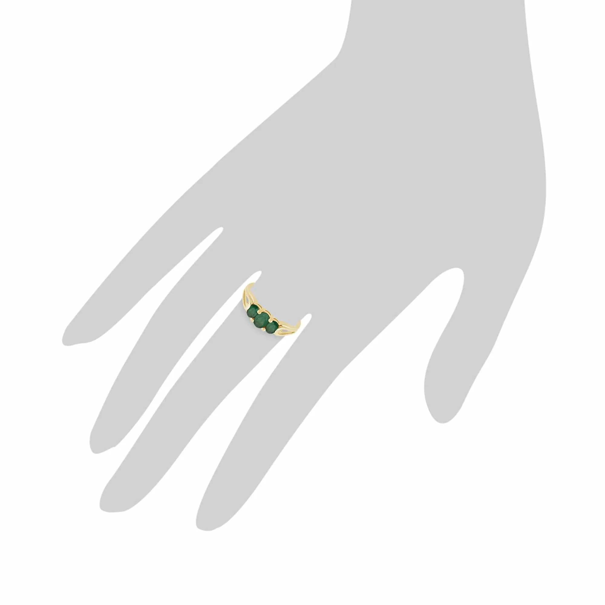 Gemondo 9ct Yellow Gold 0.73ct Emerald & Diamond Trilogy Ring sold by Gemondo Jewellery product image thumbnail 3