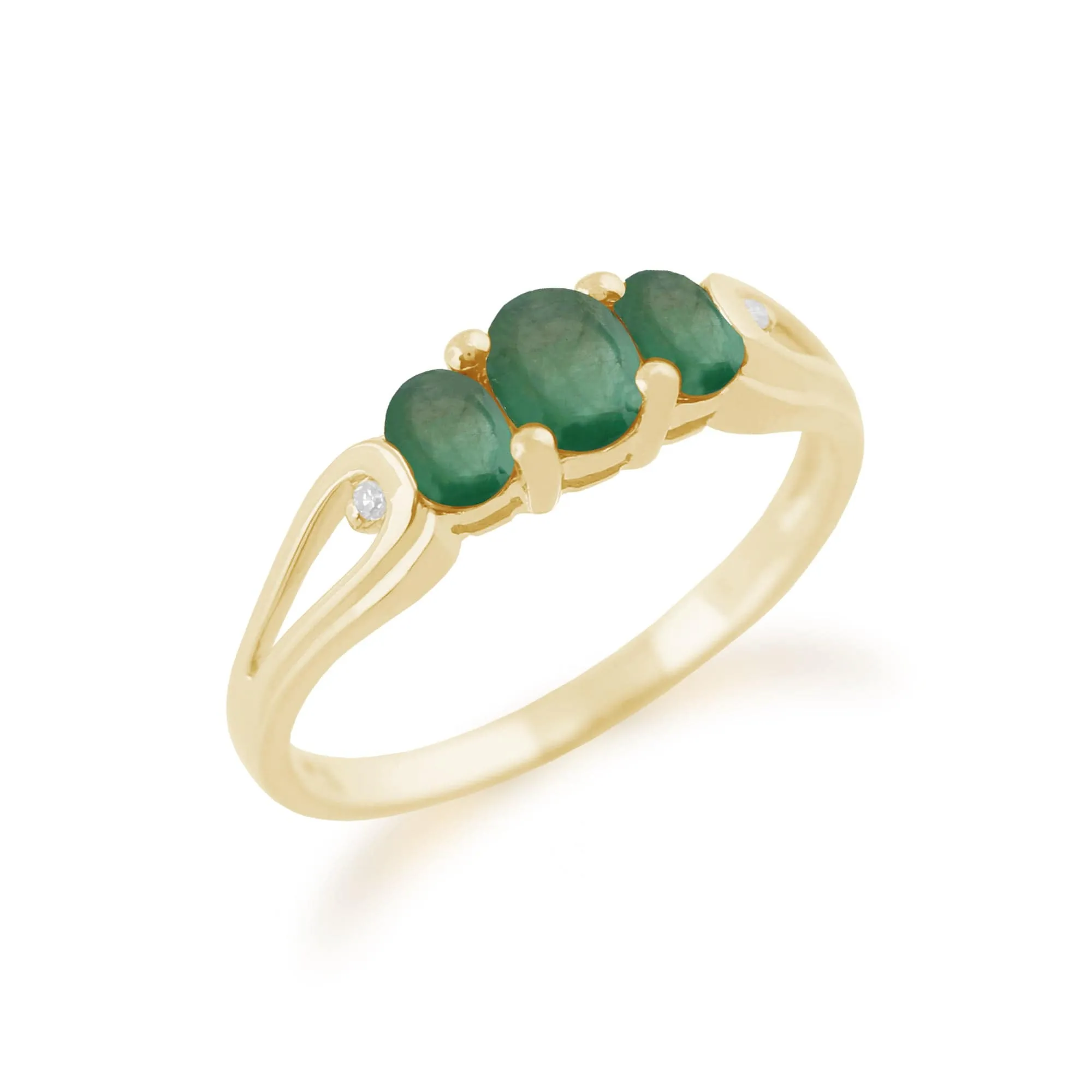 Gemondo 9ct Yellow Gold 0.73ct Emerald & Diamond Trilogy Ring sold by Gemondo Jewellery product image thumbnail 2