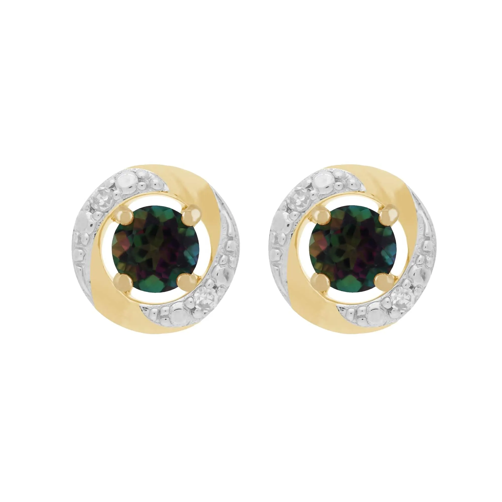 Round Mystic Topaz Stud Earrings with Detachable Diamond Halo Jacket in 9ct Gold sold by Gemondo Jewellery