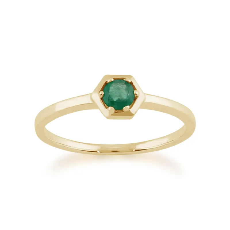 Gemondo 9ct Yellow Gold 0.20ct Emerald Hexagon Ring sold by Gemondo Jewellery