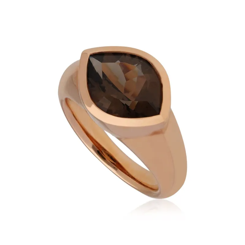 Kosmos Smokey Quartz Cocktail Ring in Rose Gold Plated Sterling Silver sold by Gemondo Jewellery