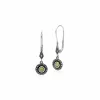 Art Deco Style Round Peridot, Marcasite & Enamel Drop Earrings in 925 Sterling Silver sold by Gemondo Jewellery