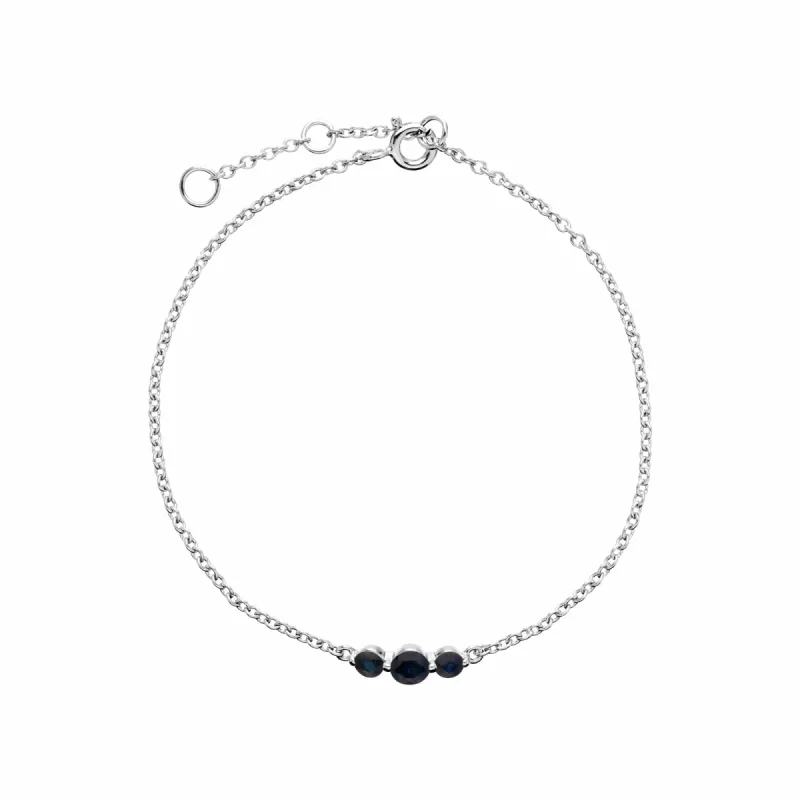 Classic Round Sapphire Three Stone Gradient Bracelet in Sterling Silver sold by Gemondo Jewellery
