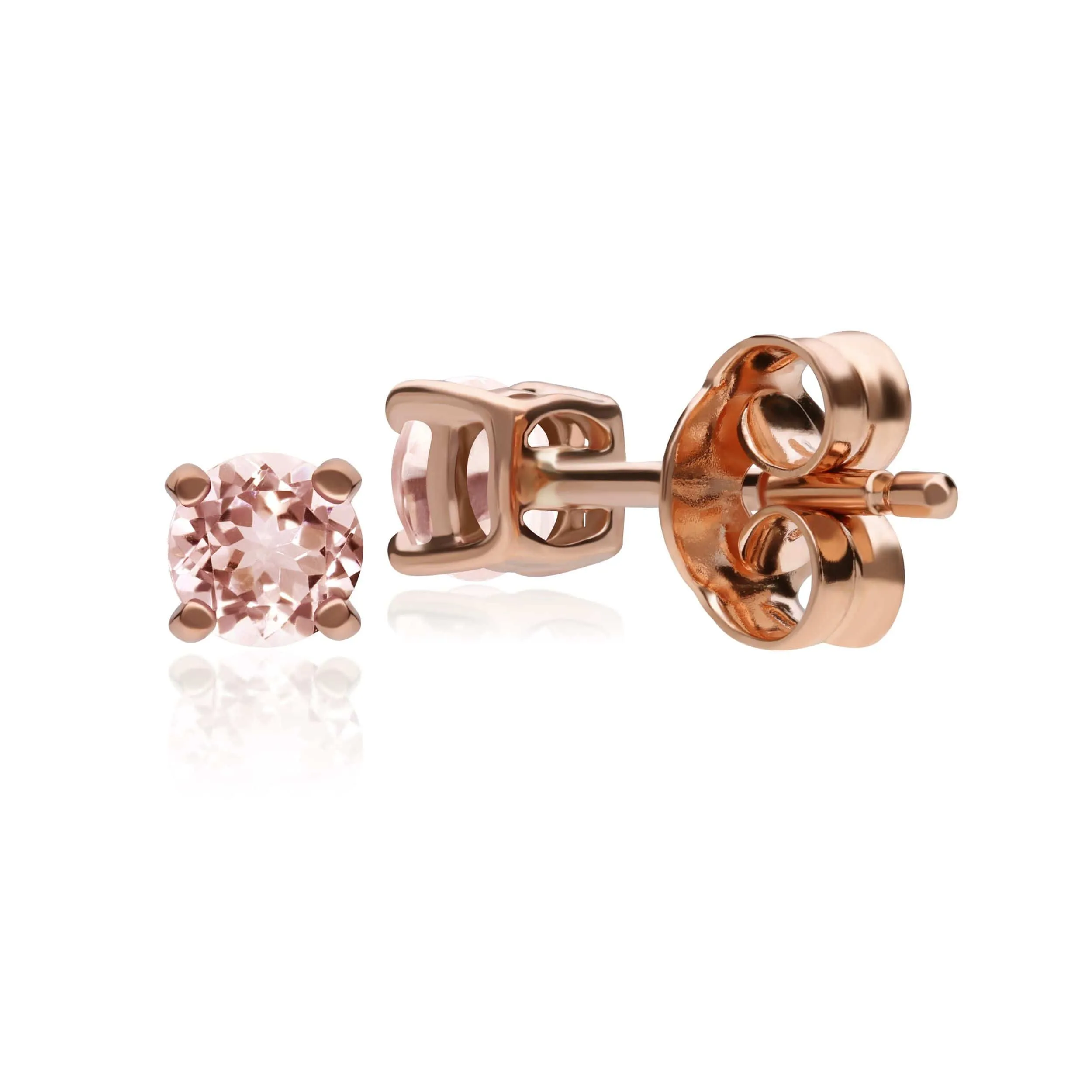 Classic Round Morganite Claw Set Stud Earrings in 9ct Rose Gold sold by Gemondo Jewellery product image thumbnail 3