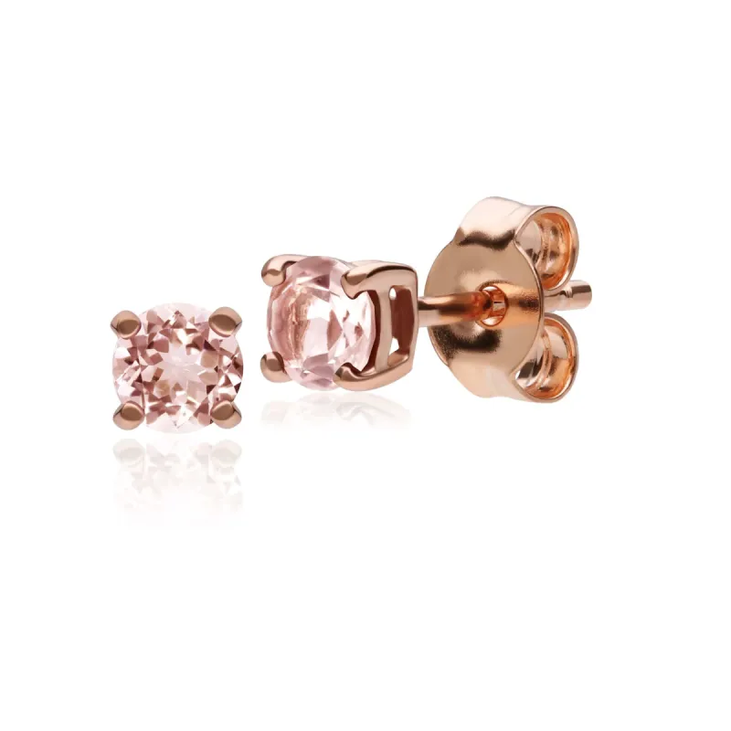 Classic Round Morganite Claw Set Stud Earrings in 9ct Rose Gold sold by Gemondo Jewellery