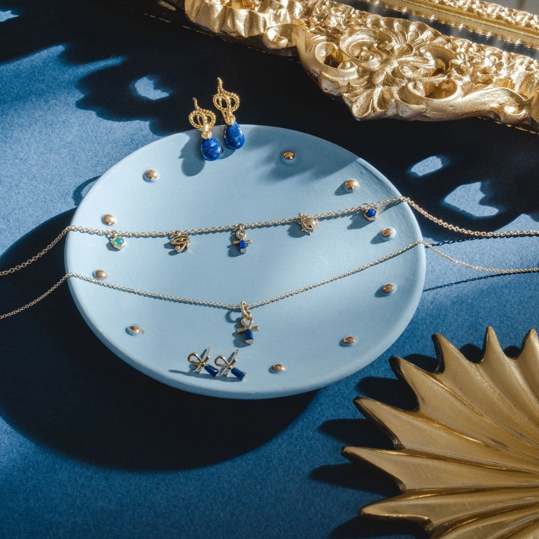 ECFEW™ Lapis Lazuli Ankh Pendant Necklace In 9ct Yellow Gold sold by Gemondo Jewellery product image thumbnail 4