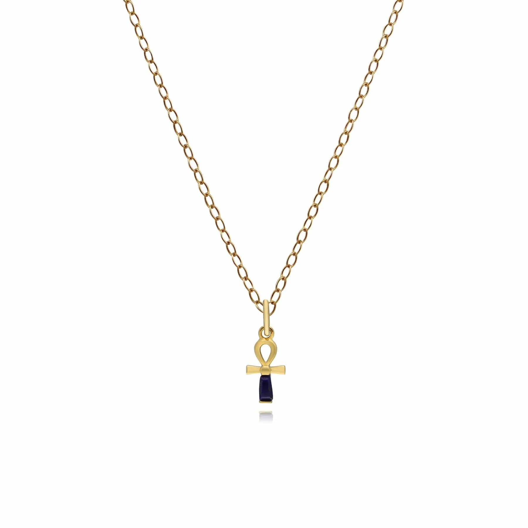 ECFEW™ Lapis Lazuli Ankh Pendant Necklace In 9ct Yellow Gold sold by Gemondo Jewellery