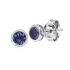 Classic Round Tanzanite Bezel Stud Earrings in Sterling Silver sold by Gemondo Jewellery