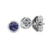 Classic Round Tanzanite Bezel Stud Earrings in Sterling Silver sold by Gemondo Jewellery