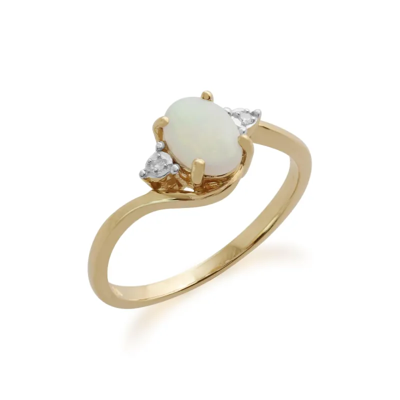 Gemondo 9ct Yellow Gold 0.47ct Opal & Diamond Ring sold by Gemondo Jewellery