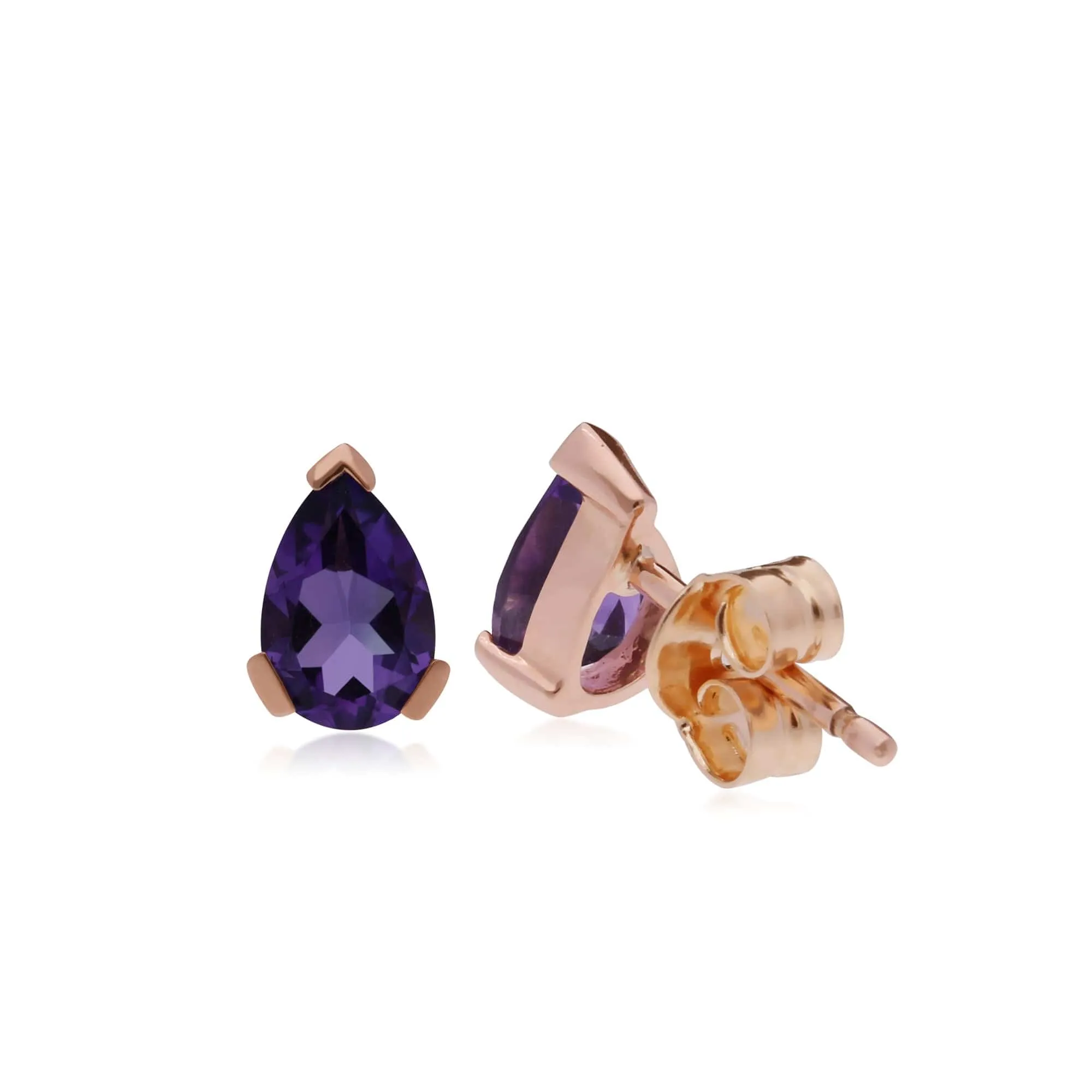 Gemondo 9ct Rose Gold 3 Claw Amethyst Classic Pear Stud Earrings sold by Gemondo Jewellery product image thumbnail 2