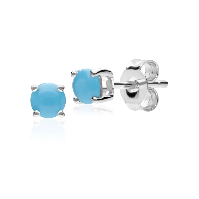 Classic Round Turquoise Claw Set Stud Earrings in 9ct White Gold 3.5mm sold by Gemondo Jewellery