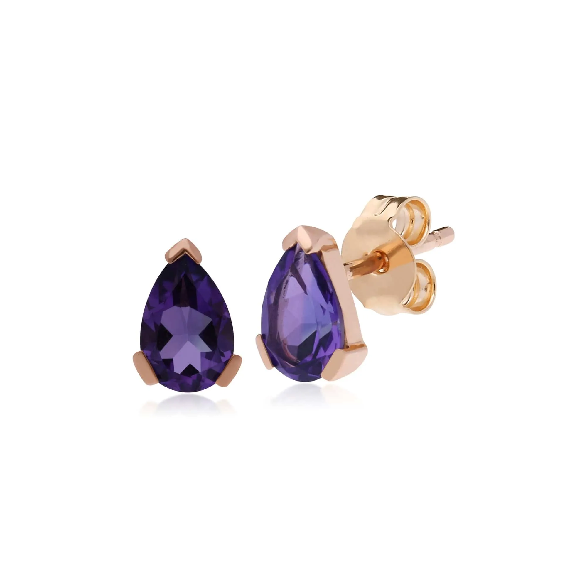 Gemondo 9ct Rose Gold 3 Claw Amethyst Classic Pear Stud Earrings sold by Gemondo Jewellery