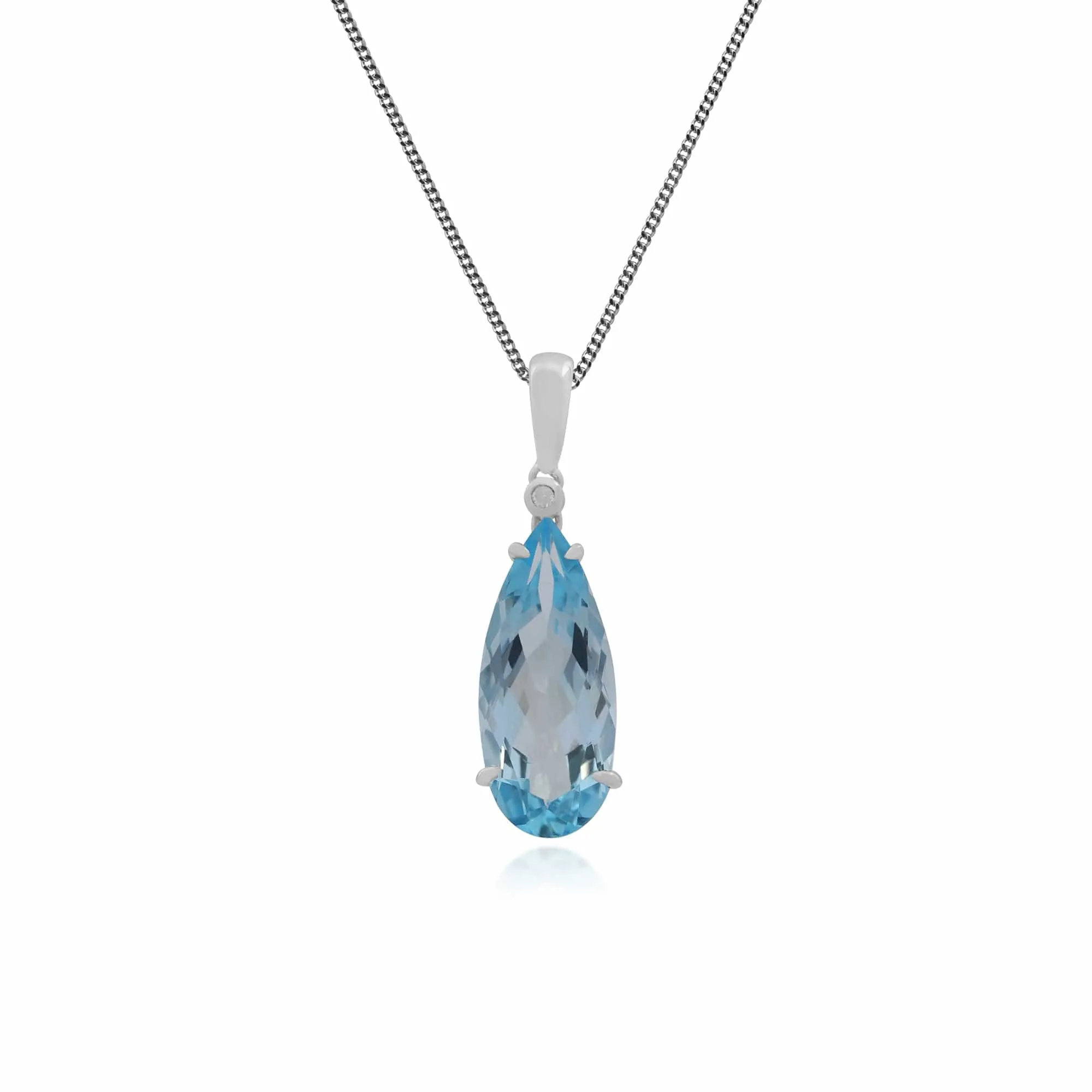 Gemondo 9ct White Gold 6.11ct Blue Topaz & Diamond Pendant on 45cm Chain sold by Gemondo Jewellery