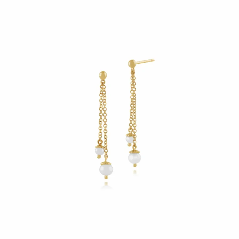 Gemondo 925 Gold Plated Sterling Silver 1.40ct Freshwater Pearl Drop Earrings sold by Gemondo Jewellery