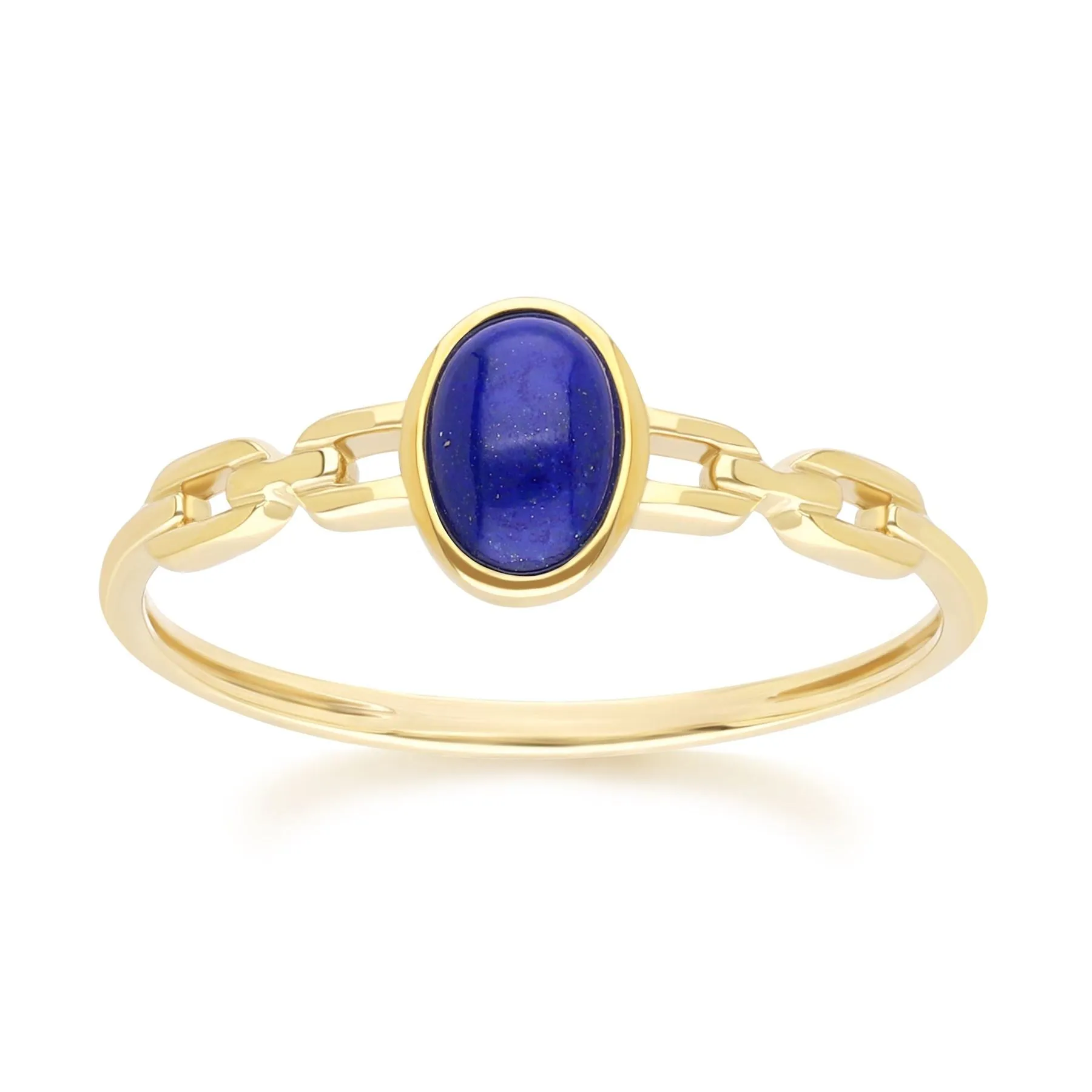 Classic Oval Lapis Lazuli Chain Ring in 9ct Yellow Gold sold by Gemondo Jewellery