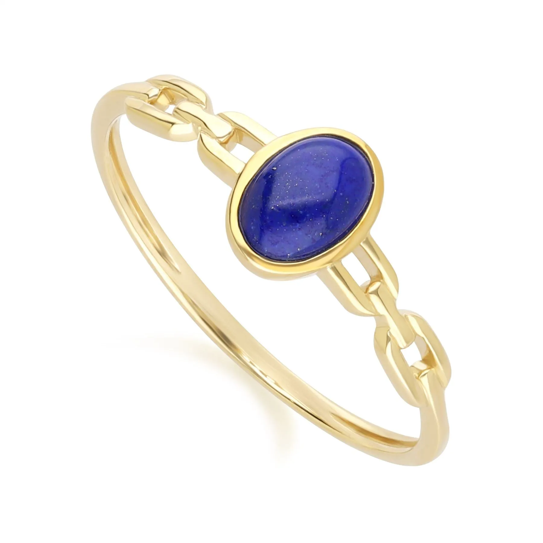 Classic Oval Lapis Lazuli Chain Ring in 9ct Yellow Gold sold by Gemondo Jewellery product image thumbnail 3