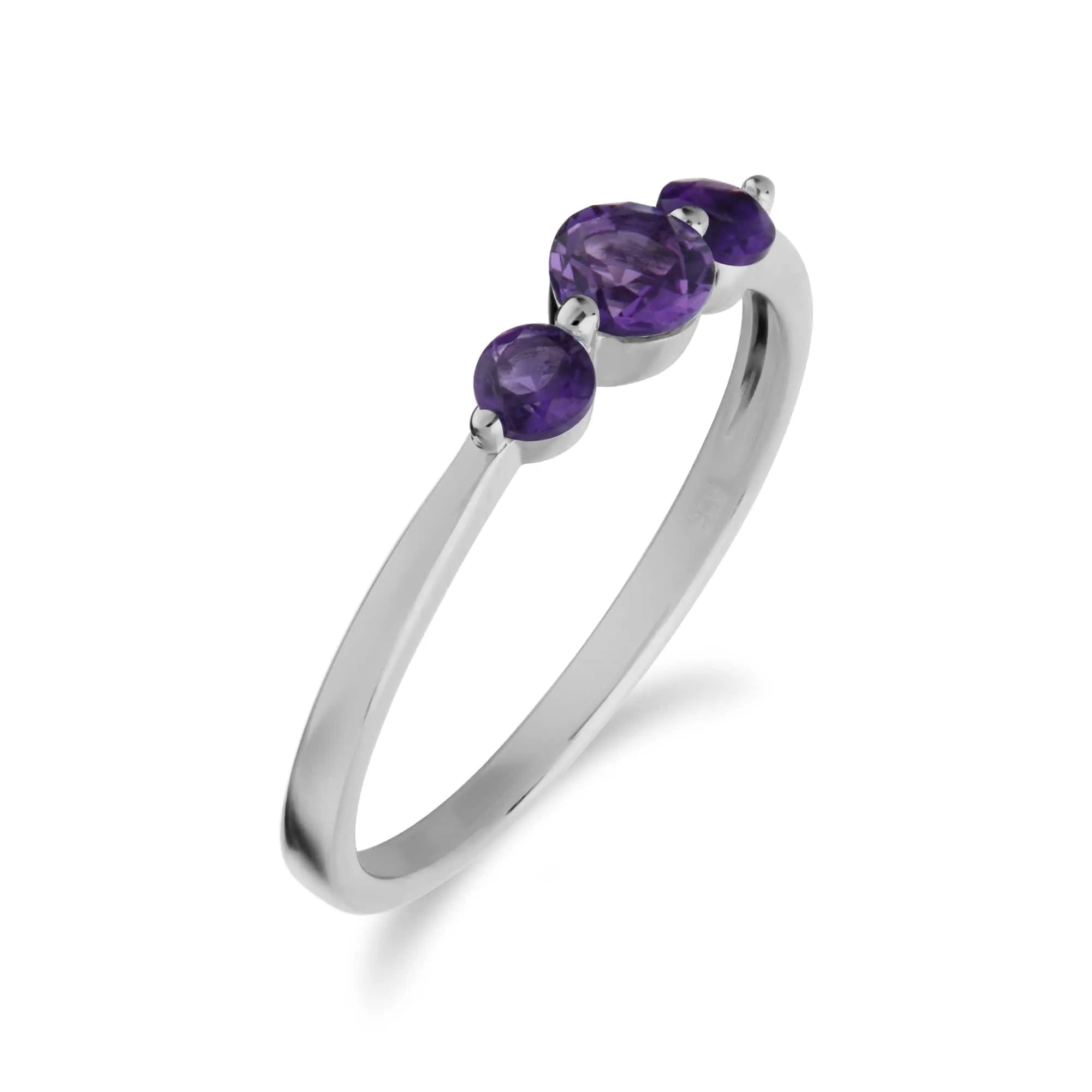 Essential Round Amethyst Three Stone Gradient Ring in 925 Sterling Silver sold by Gemondo Jewellery product image thumbnail 2