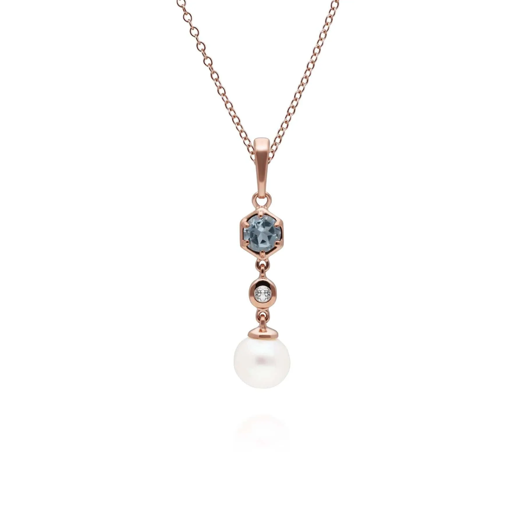 Modern Pearl & Topaz Drop Pendant in Rose Gold Plated Silver sold by Gemondo Jewellery