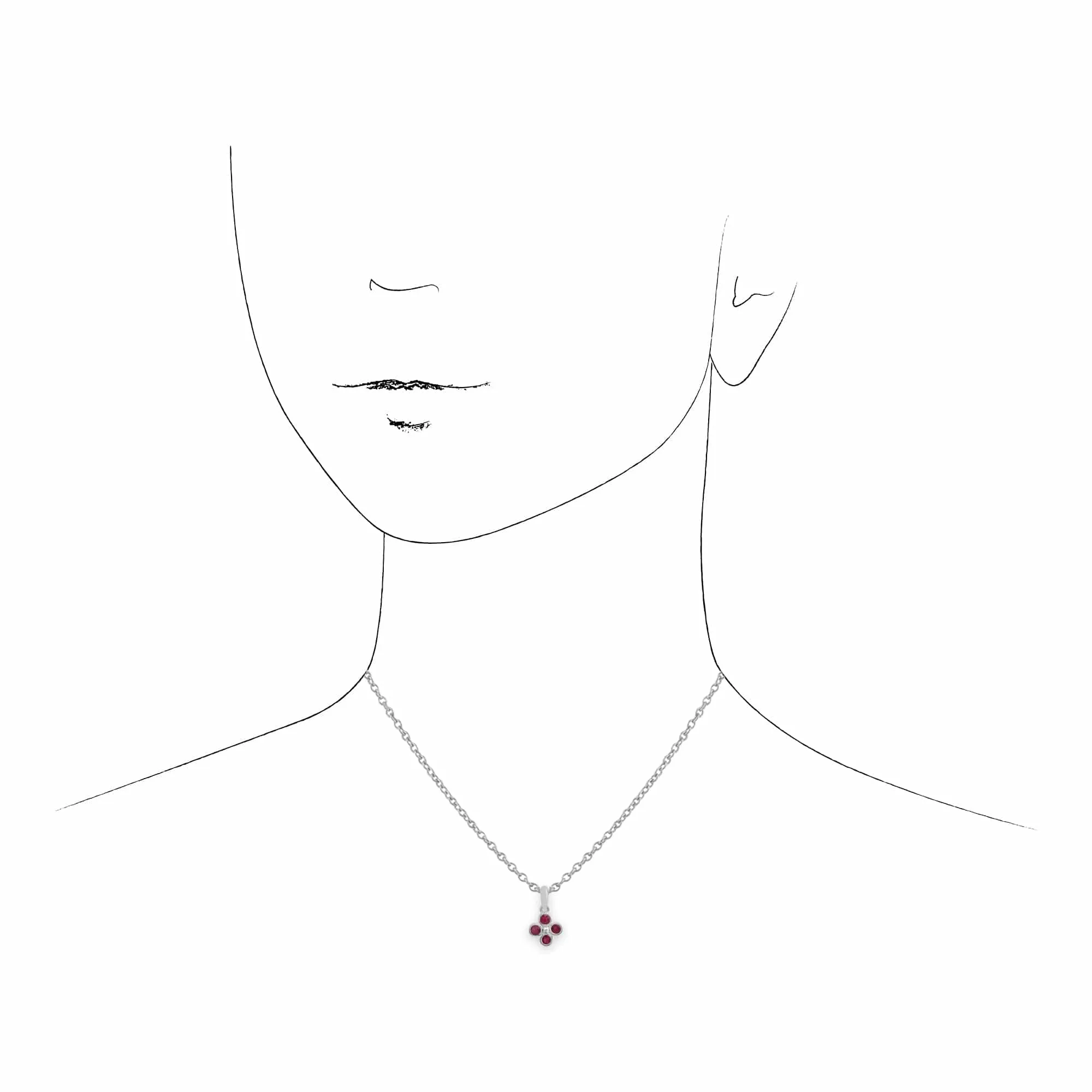 Floral Round Ruby Bezel Set Clover Pendant in 925 Sterling Silver sold by Gemondo Jewellery product image thumbnail 3