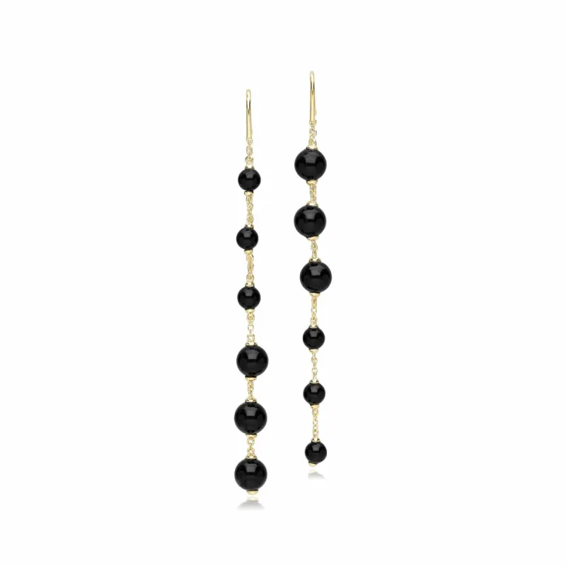 ECFEW™ Unifier Mismatched Black Onyx Dangle Drop Earrings In Sterling Silver sold by Gemondo Jewellery