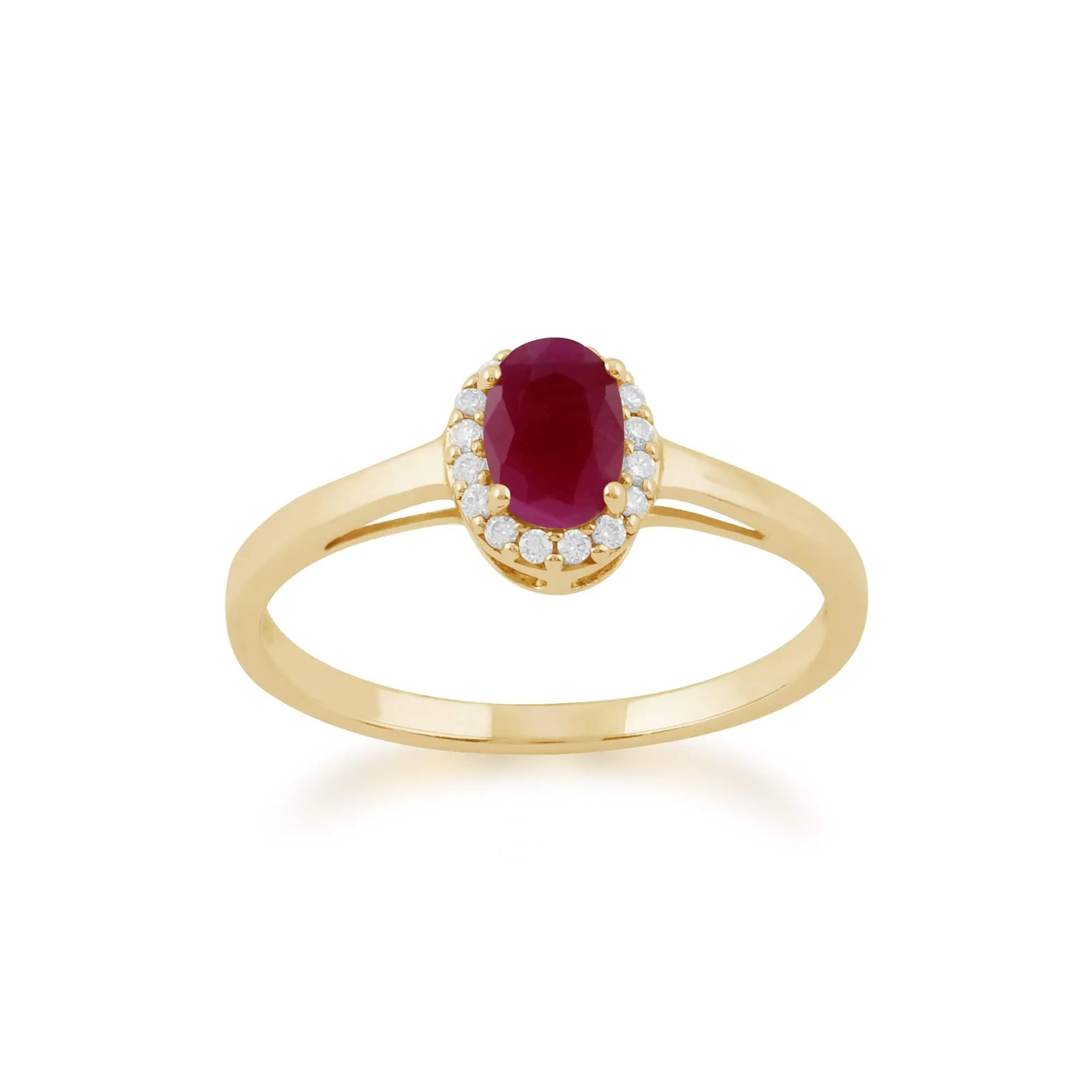 Gemondo 9ct Yellow Gold 0.63ct Ruby & Diamond Cluster Ring sold by Gemondo Jewellery