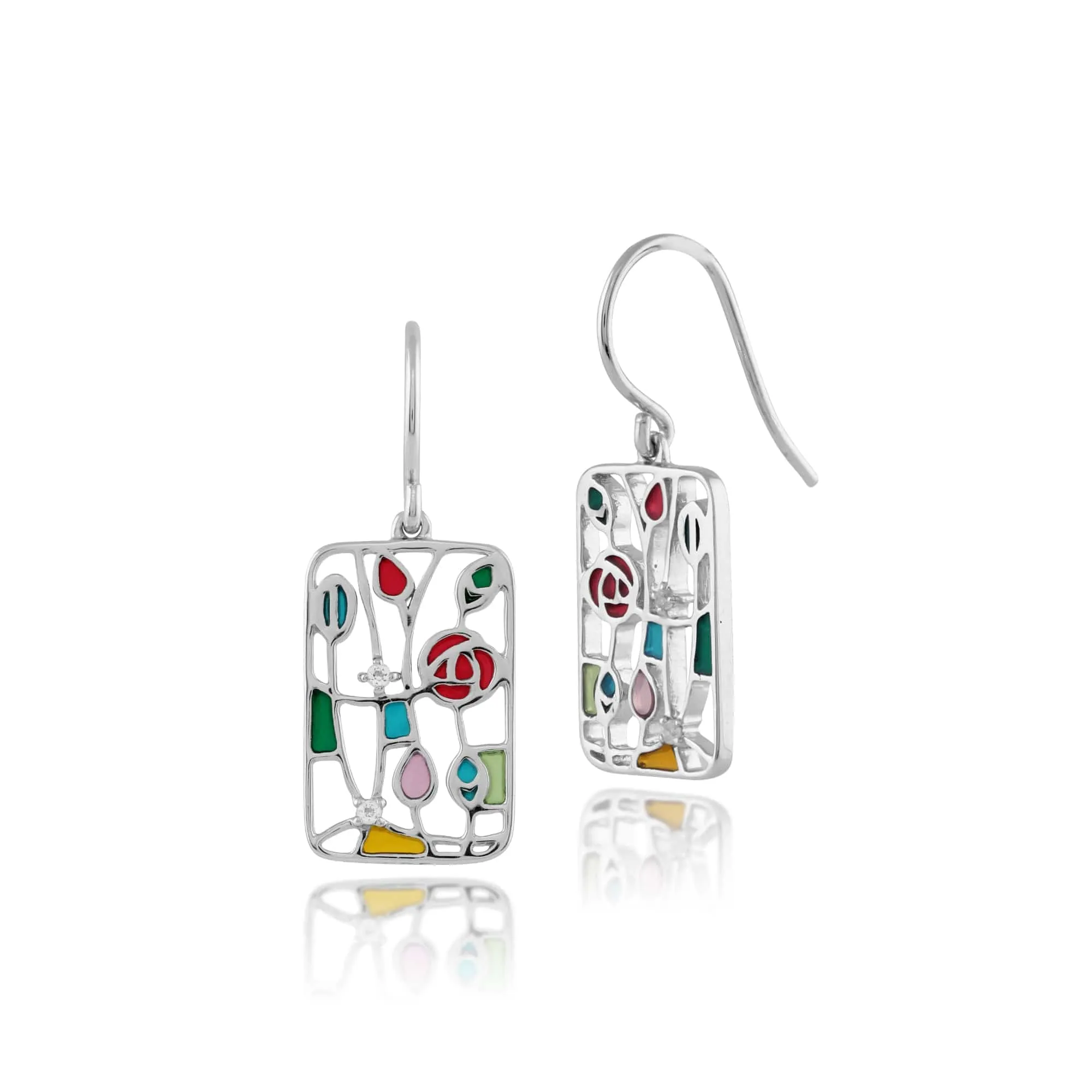 Rennie Mackintosh Round Topaz & Enamel Drop Earrings in 925 Sterling Silver sold by Gemondo Jewellery