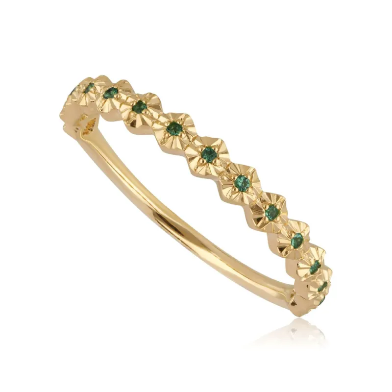 Half Eternity Emerald Band Ring In 9ct Yellow Gold sold by Gemondo Jewellery