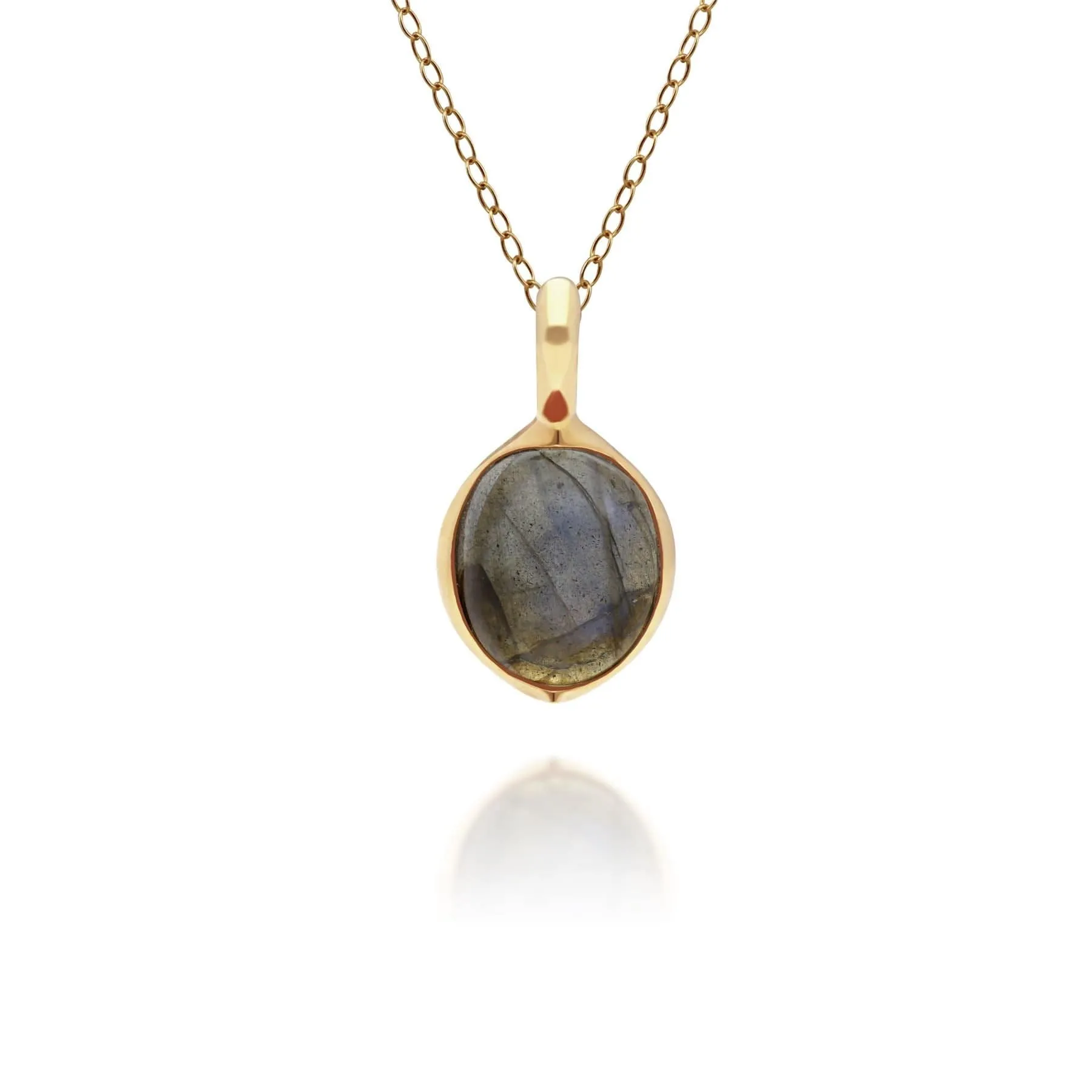 Irregular B Gem Labradorite Pendant in Gold Plated Silver sold by Gemondo Jewellery