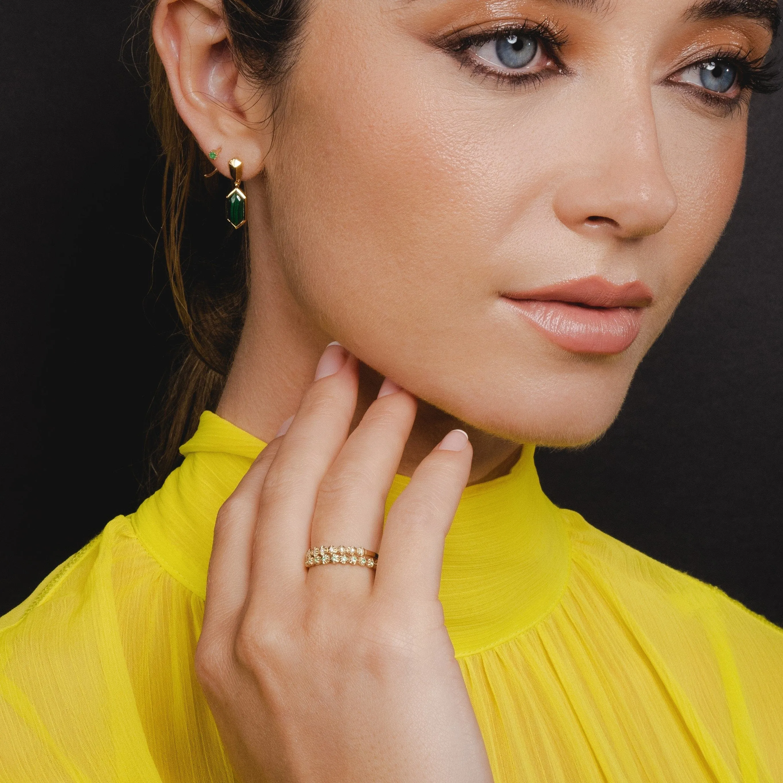 Half Eternity Emerald Band Ring In 9ct Yellow Gold sold by Gemondo Jewellery product image thumbnail 2