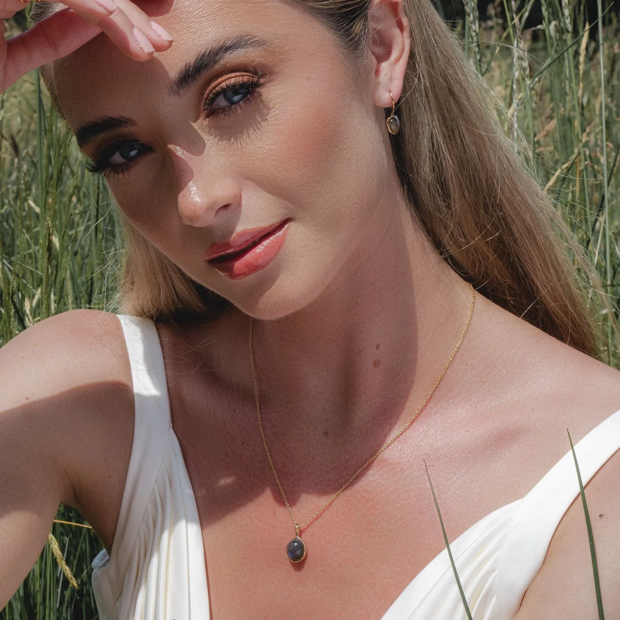 Irregular B Gem Labradorite Pendant in Gold Plated Silver sold by Gemondo Jewellery product image thumbnail 2