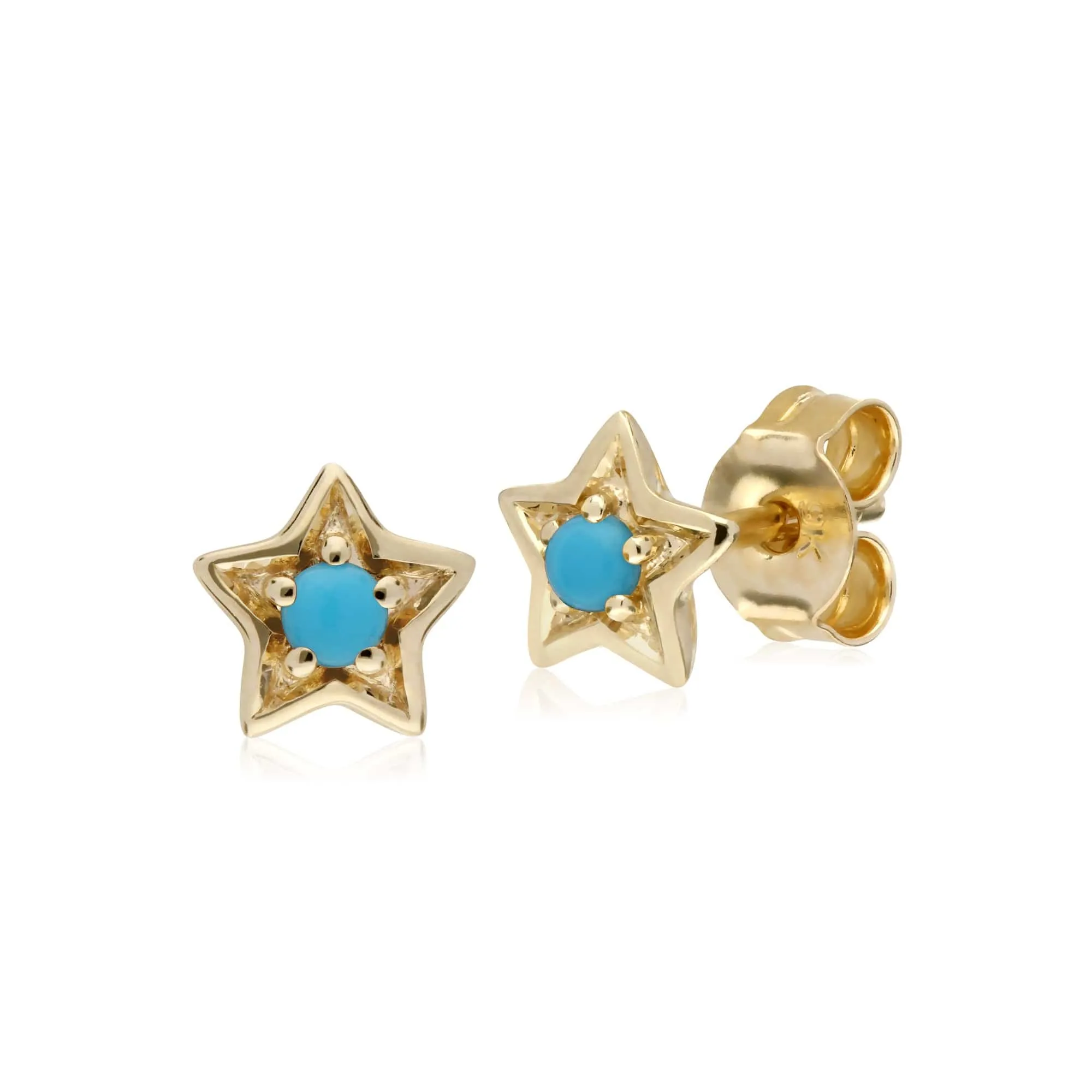 Gemondo 9ct Yellow Gold Turquoise Single Stone Star Stud Earrings sold by Gemondo Jewellery