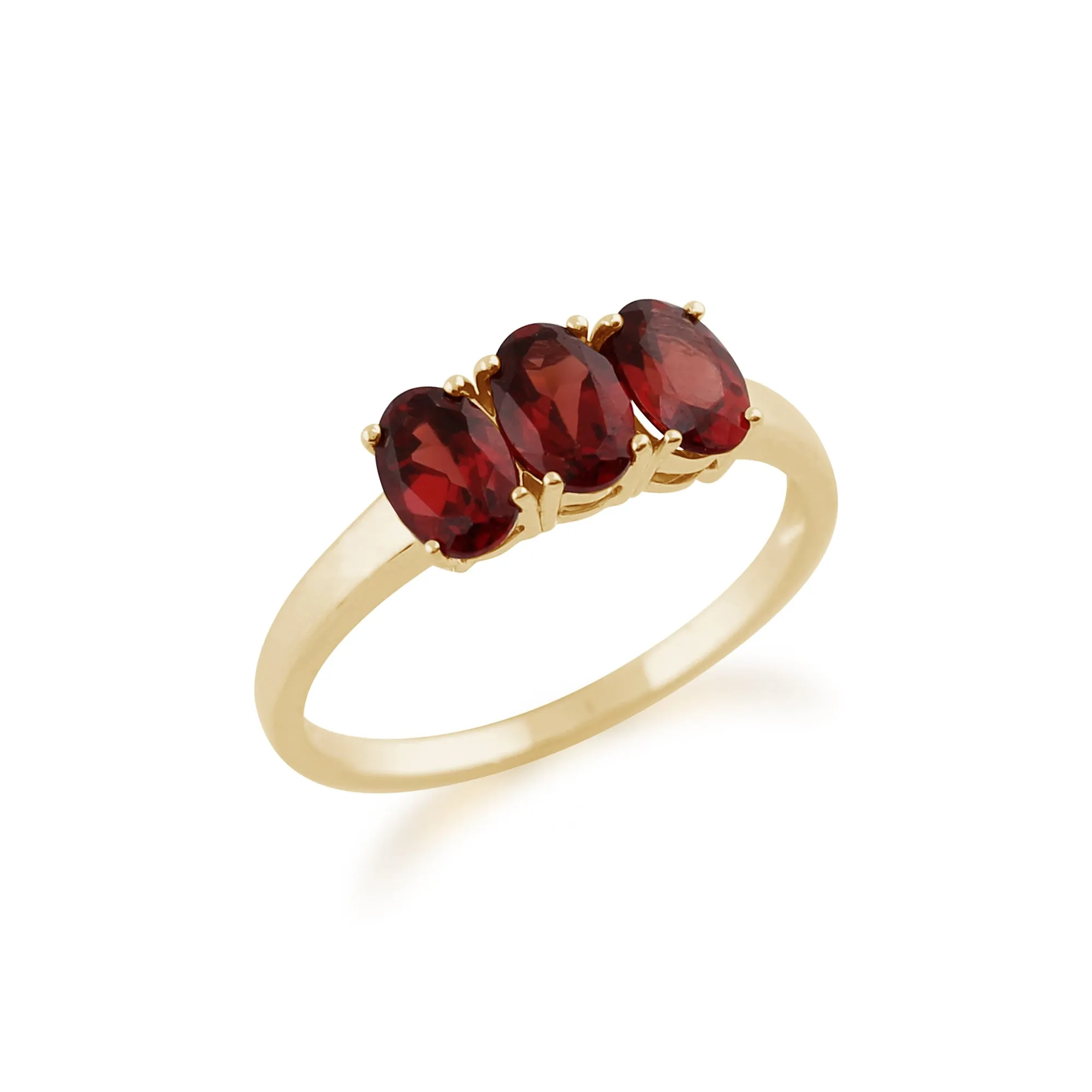 Gemondo 9ct Yellow Gold 1.66ct Mozambique Garnet Trilogy Ring sold by Gemondo Jewellery product image thumbnail 2