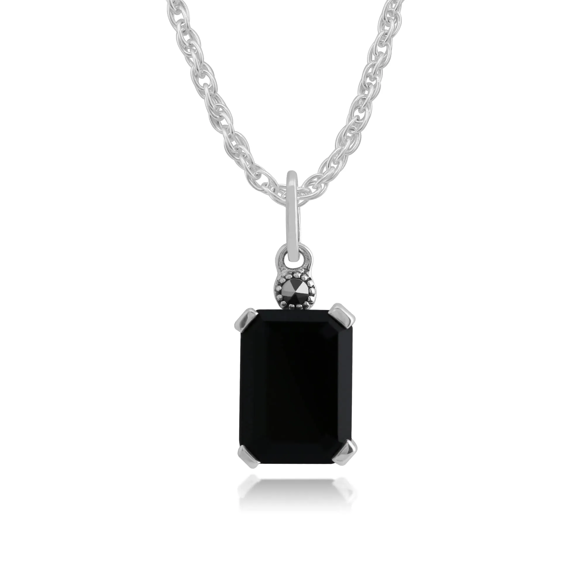 Geometric Hexagon Black Onyx Rectangle Drop Earrings & Pendant Set in 925 Sterling Silver sold by Gemondo Jewellery product image thumbnail 3