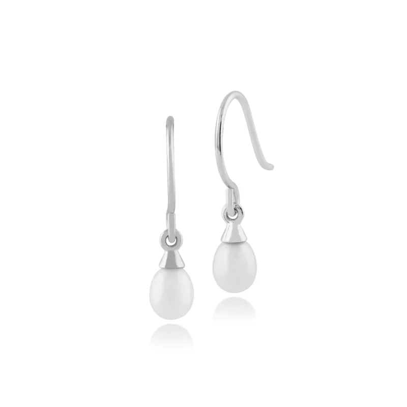 Classic Freshwater Pearl Drop Earrings in 9ct White Gold sold by Gemondo Jewellery