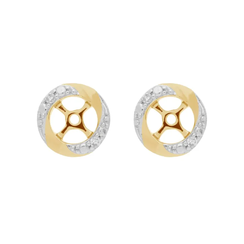 Classic Round Diamond Earring Jacket in Two Tone Yellow & Rhodium Plated 9ct Gold sold by Gemondo Jewellery