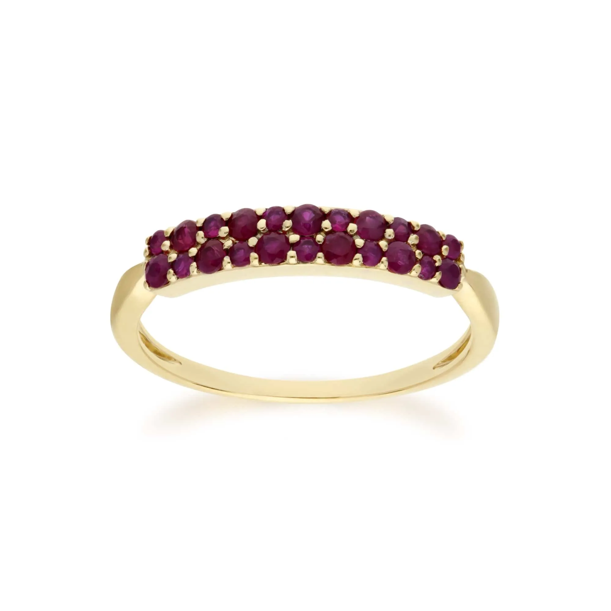 Classic Round Ruby Cluster Panel Stud Earrings & Ring Set in 9ct Yellow Gold sold by Gemondo Jewellery product image thumbnail 3