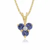 Floral Round Tanzanite & Diamond Pendant in 9ct Yellow Gold sold by Gemondo Jewellery