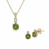 Classic Round Peridot & Diamond Stud Earrings & Pendant Set in 9ct Yellow Gold sold by Gemondo Jewellery