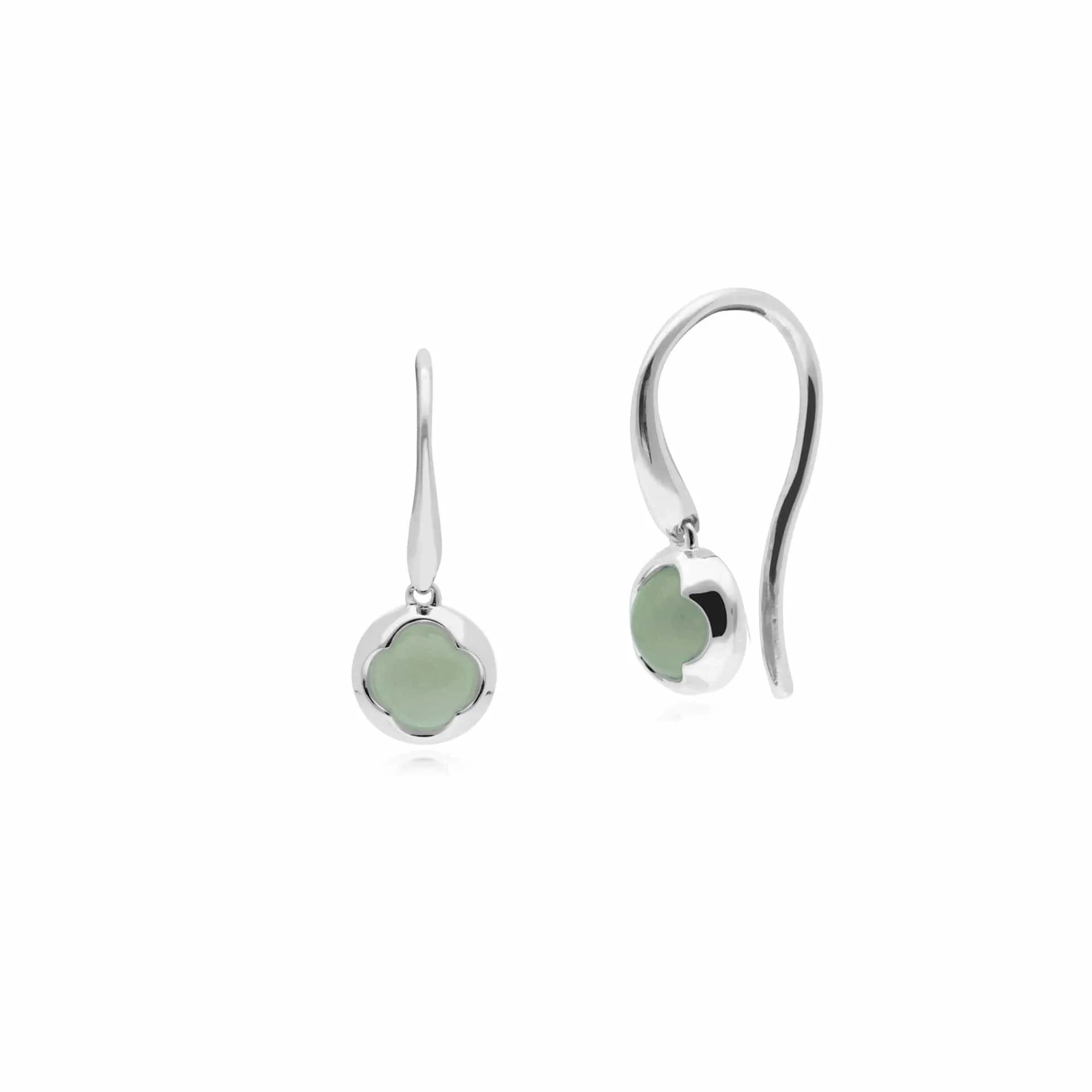 Gemondo Sterling Silver Round Sugarloaf Jade Small Drop Earrings sold by Gemondo Jewellery