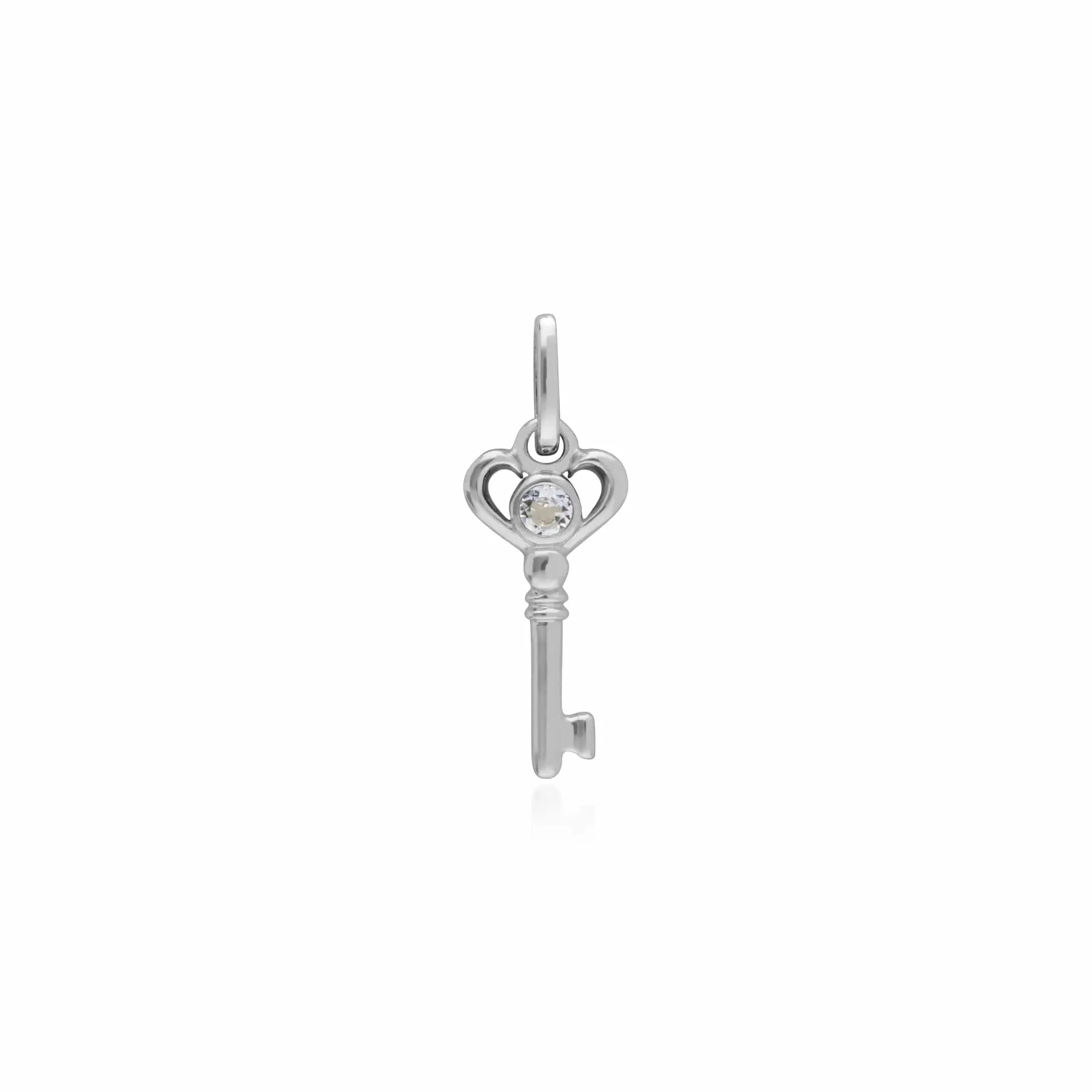 Classic Heart Lock Pendant & Clear Topaz Key Charm in 925 Sterling Silver sold by Gemondo Jewellery product image thumbnail 2