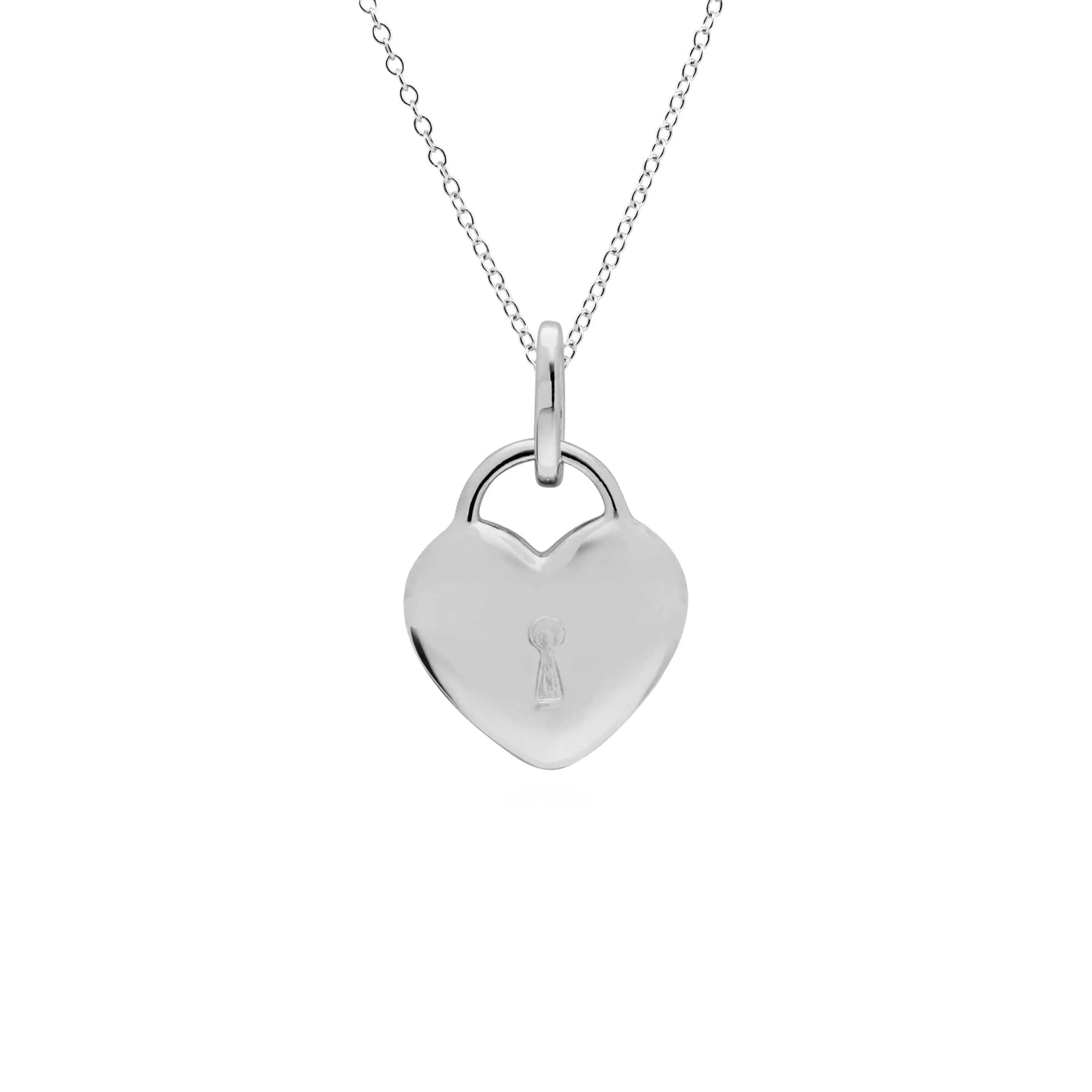 Classic Heart Lock Pendant & Clear Topaz Key Charm in 925 Sterling Silver sold by Gemondo Jewellery product image thumbnail 3