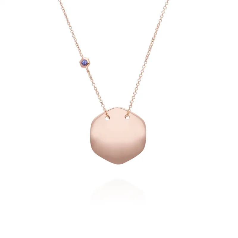 Tanzanite Engravable Necklace in Rose Gold Plated Sterling Silver sold by Gemondo Jewellery
